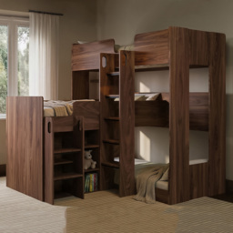 Flair Bode Oak and Walnut Triple Sleeper L-Shaped Bunk Bed