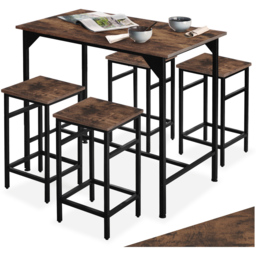 Tectake Edinburgh 4 Seater Bar Table Set Rustic Dark Wood - thumbnail 2