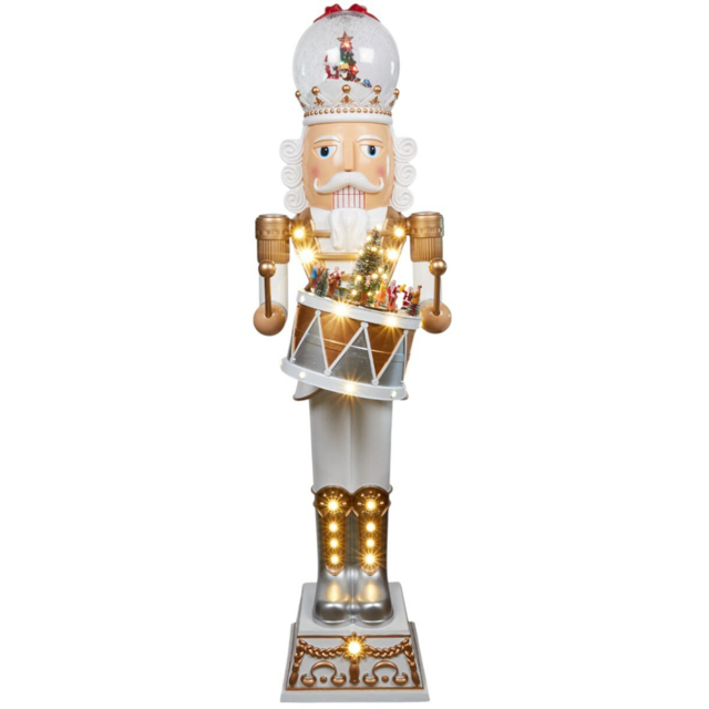 White and Gold Standing LED Nutcracker 130cm - image 1