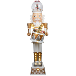 White and Gold Standing LED Nutcracker 130cm - thumbnail 1
