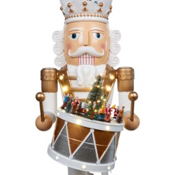 White and Gold Standing LED Nutcracker 130cm - thumbnail 4