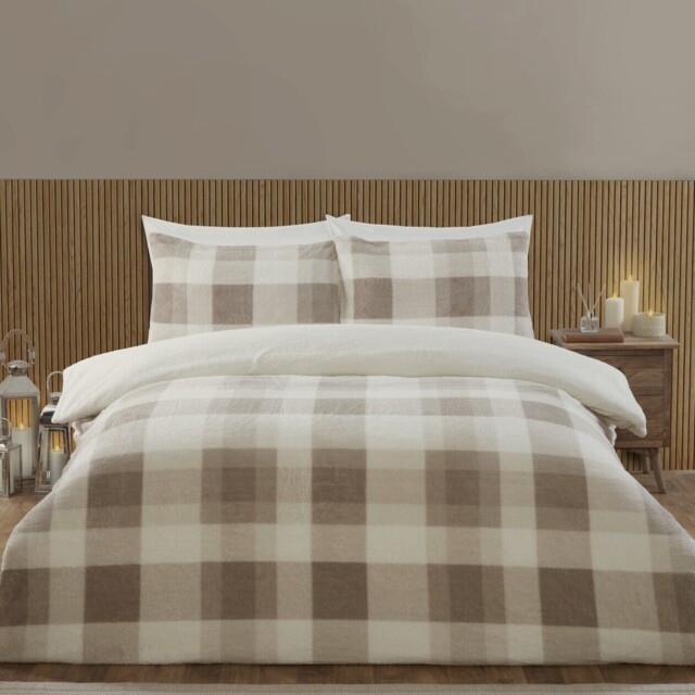 Natural King Size Teddy Fleece Duvet Set - image 1