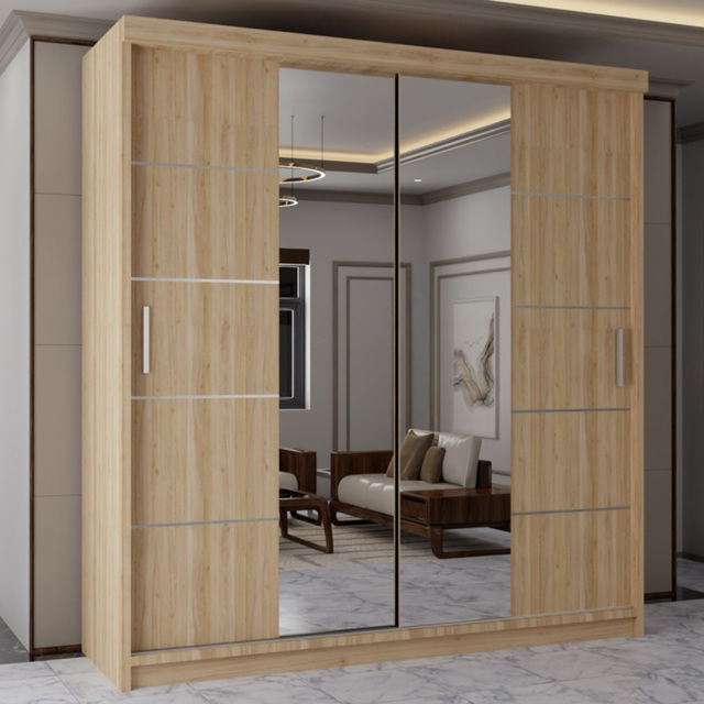 Sliding Wardrobes 4U Lisbon Oak 2 Door Full Length Mirrored Wardrobe - image 1