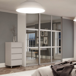 Spacepro Shaker 3 Panel Cashmere Frame Mirror Sliding Door 2220 x 914mm - thumbnail 2