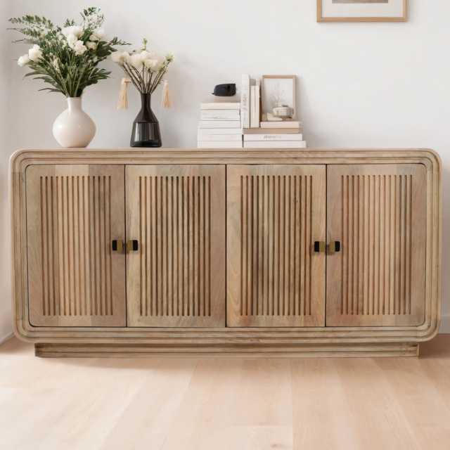Brooklyn Hudson 4 Door Carved Mango Wood Large Sideboard - image 1