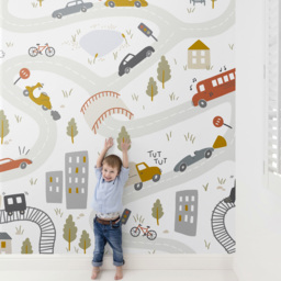 Grandeco Roomblush Cars 6 Lane Wall Mural - thumbnail 1