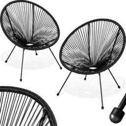 tectake Set of 2 Black Retro Design Garden Chair - thumbnail 2