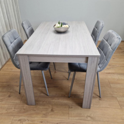 Portland 4 Seater Velvet Dining Set Grey - thumbnail 1