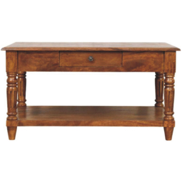 Artisan Furniture Chestnut 2 Drawer Single Shelf Solid Wood Turned-leg Coffee Table - thumbnail 2