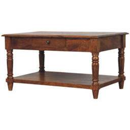Artisan Furniture Chestnut 2 Drawer Single Shelf Solid Wood Turned-leg Coffee Table - thumbnail 3