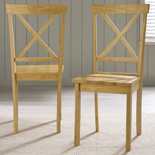 Furniturebox Marros Oak Effect Solid Wood Crossback Dining Chair Set of 2 - image 1