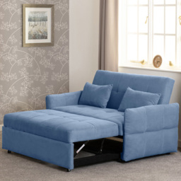 Seconique Chelsea Blue 2 Seater Fabric Sofa Bed - thumbnail 1