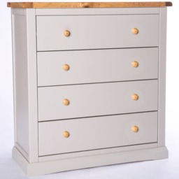 Loreo 4 Drawer Light Grey Chest of Drawers with Wood Knobs - thumbnail 2