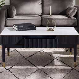 Julian Bowen LouisÂ 2 Drawer Black Fluted Stone Top Coffee Table