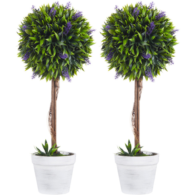 Portland Boxwood Ball Tree Artificial Plant In Pot 2ft 2 Pack - image 1