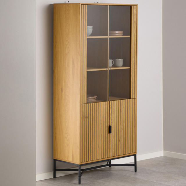 Florence Jaipur Wild Oak 4 Door and 6 Shelf Display Cabinet - image 1