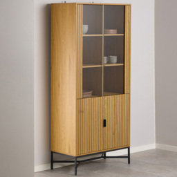 Florence Jaipur Wild Oak 4 Door and 6 Shelf Display Cabinet - thumbnail 1