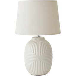 ValueLights Harrison Taper Shade White Geo Ribbed Gloss Medium Table Lamp - thumbnail 1