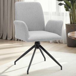 tectake Daya Light Grey Robust Fabric Upholstered Swivel Chair Set of 2