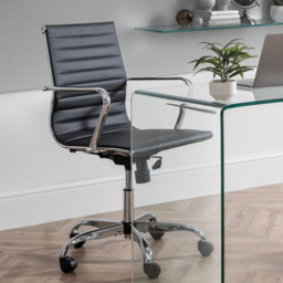 Julian Bowen Gio Black and Chrome Faux Leather Swivel Office Chair