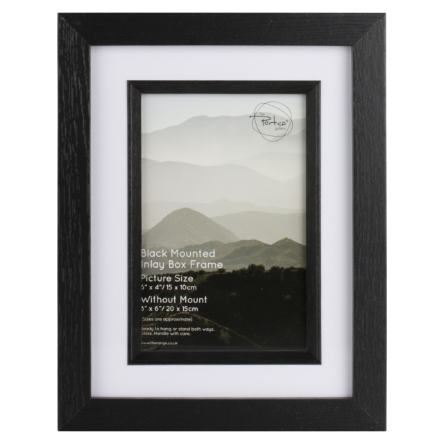 The Port Gallery Black Mounted Inlay Box Photo Frame 6 x 4 inch - image 1