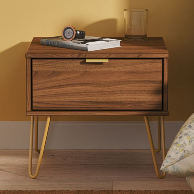 Crowndale Hong Kong Single Drawer Carini Walnut Side Table Ready Assembled - image 1