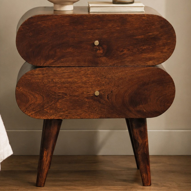Artisan Furniture Chestnut 2 Drawer Solid Wood Bubble Bedside Table - image 1