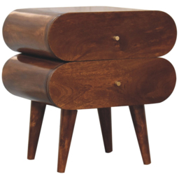 Artisan Furniture Chestnut 2 Drawer Solid Wood Bubble Bedside Table - thumbnail 3