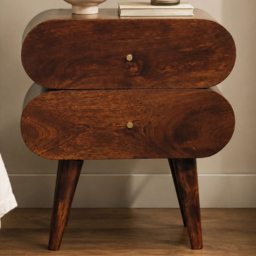 Artisan Furniture Chestnut 2 Drawer Solid Wood Bubble Bedside Table - thumbnail 1