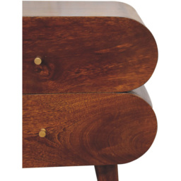Artisan Furniture Chestnut 2 Drawer Solid Wood Bubble Bedside Table - thumbnail 4