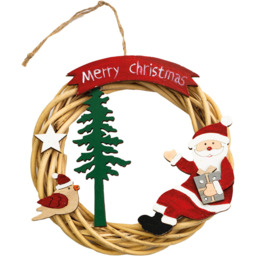 St Helens Multicolour Santa Wicker Christmas Wreath