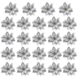 Living and Home Silver Flower Christmas Tree Ornament 24 Pack