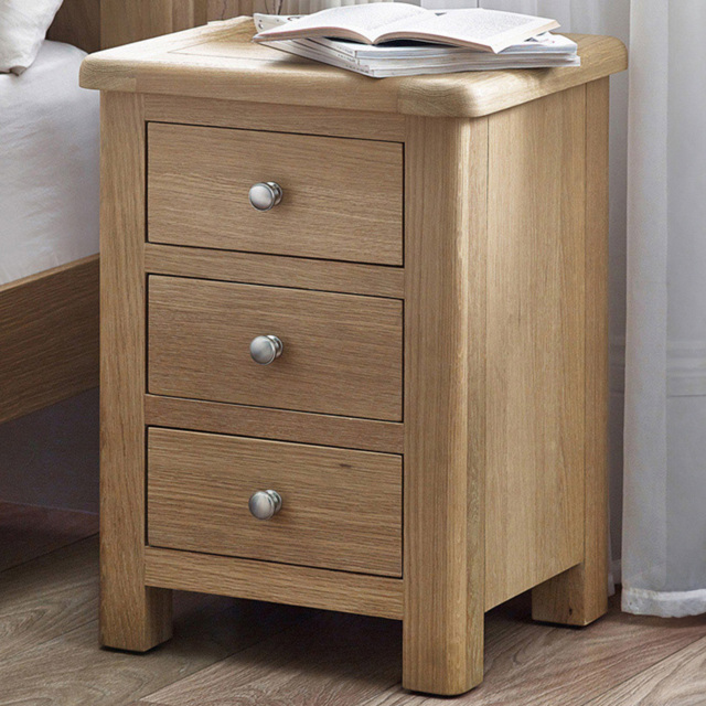 Julian Bowen Memphis 3 Drawer Limed Oak Bedside Table - image 1