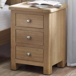 Julian Bowen Memphis 3 Drawer Limed Oak Bedside Table