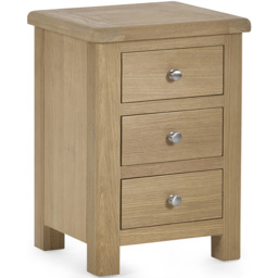 Julian Bowen Memphis 3 Drawer Limed Oak Bedside Table - thumbnail 2