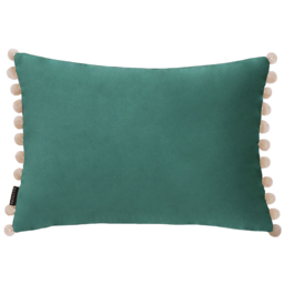 Paoletti Fiesta Duck Egg Natural Pom Pom Velvet Cushion