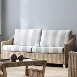 Desser Furniture Dijon 3 Seater Athena Stripe Natural Rattan Sofa