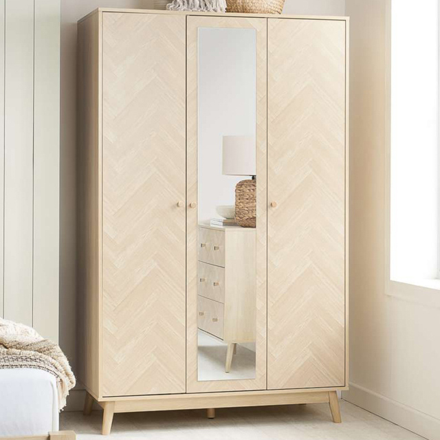 Birlea Herringford 3 Door Oak Mirrored Wardrobe - image 1