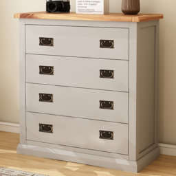Loreo 4 Drawer Light Grey Chest of Drawers with Brass Drop Handles