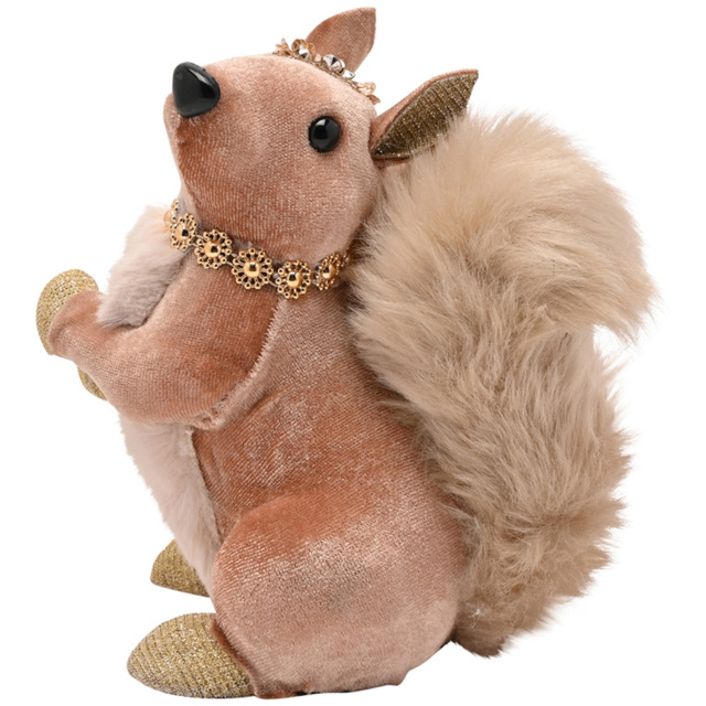 The Seasonal Gift Co Taupe and Gold Squirrel Christmas Decoration 15cm - image 1