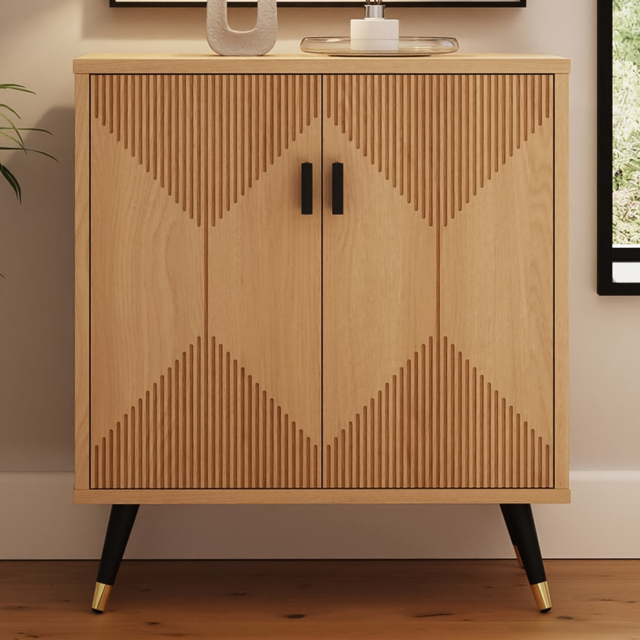 GFW Amara Oak 2 Door Geometric Accent Sideboard - image 1