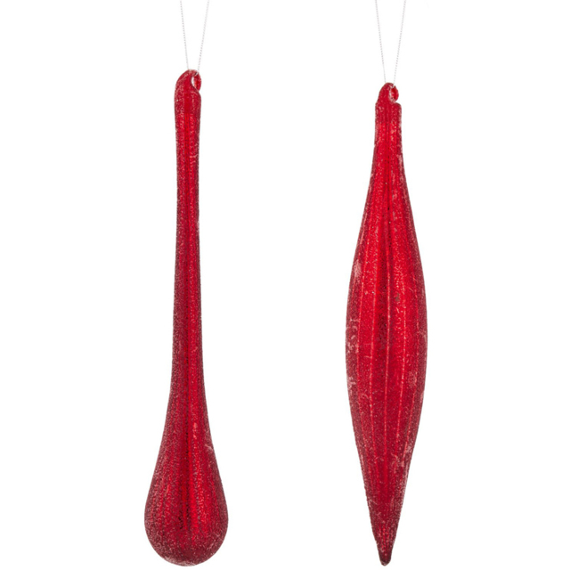 Frosted Ruby Icicle Droplet - Ruby Red - image 1