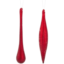 Frosted Ruby Icicle Droplet - Ruby Red