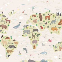 Origin Murals Happy Dogs Grey Wall Mural - thumbnail 2