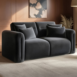 SOLACE+CO Mabel Grey 2 Seater Velvet Sofa - thumbnail 1