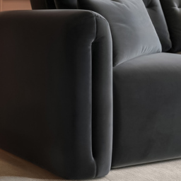 SOLACE+CO Mabel Grey 2 Seater Velvet Sofa - thumbnail 4