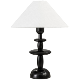 ValueLights Justin Natural and Dark Wood Tapered Table Lamp