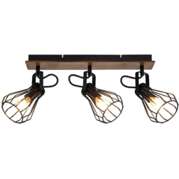 Cosylyte Kendan 3 Light Matt Black Wire Shade Spotlight
