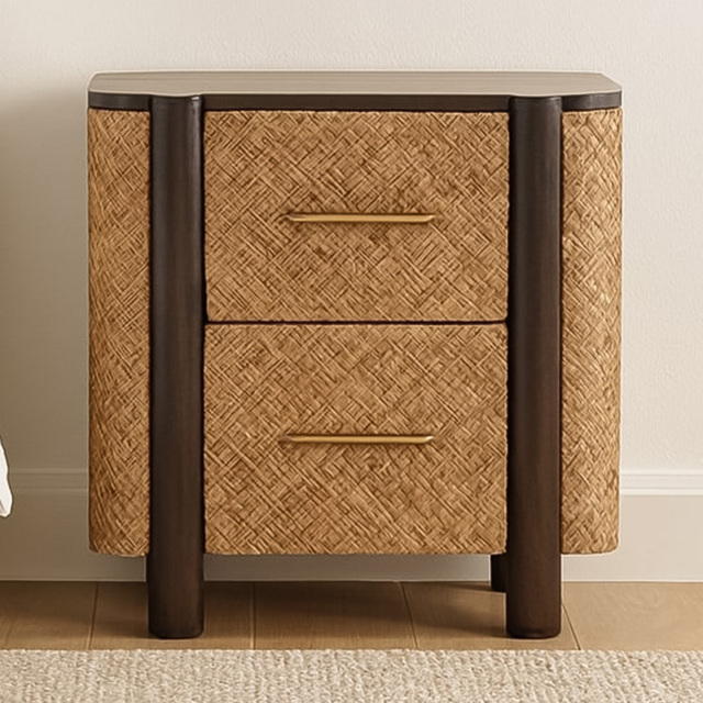 Artisan Furniture Havana Canefront Dark Brown 2 Drawer Solid Wood Bedside Table - image 1