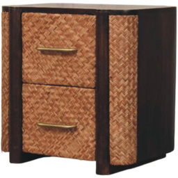Artisan Furniture Havana Canefront Dark Brown 2 Drawer Solid Wood Bedside Table - thumbnail 3